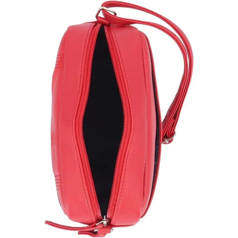 Women's Bright Red  PU leather Candid Camera Adjustable Crossbody Bag